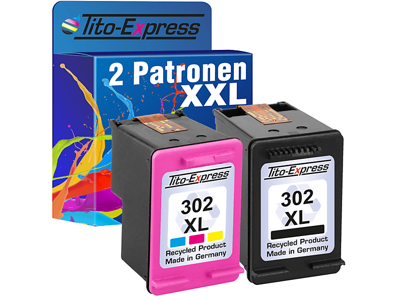TITO-EXPRESS PLATINUMSERIE 2er Set ersetzt HP 302 XL Tintenpatronen Black, Cyan, Magenta, Yellow (X4D37AE)