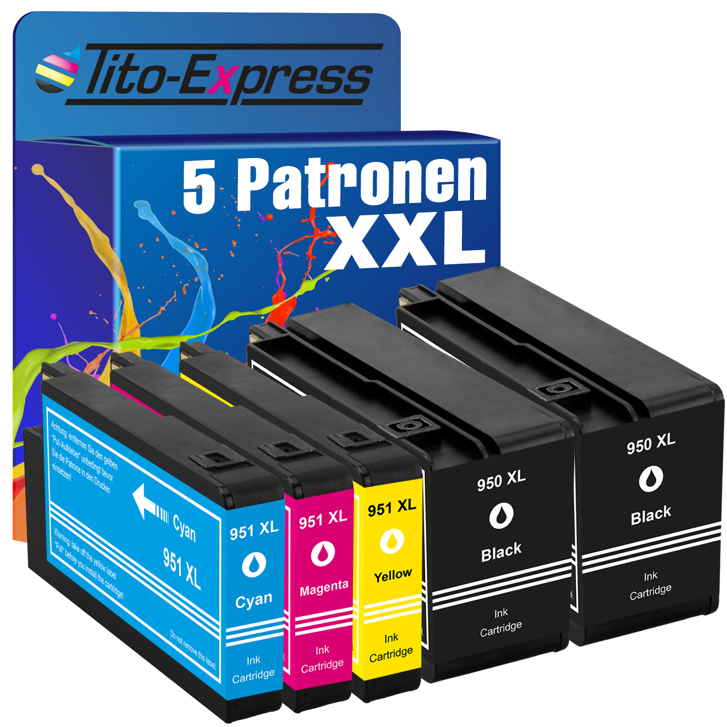 TITO-EXPRESS PLATINUMSERIE 5er Set HP Tintenpatronen XL & yellow XL black, 950 951 (C2P43AE) magenta, ersetzt cyan