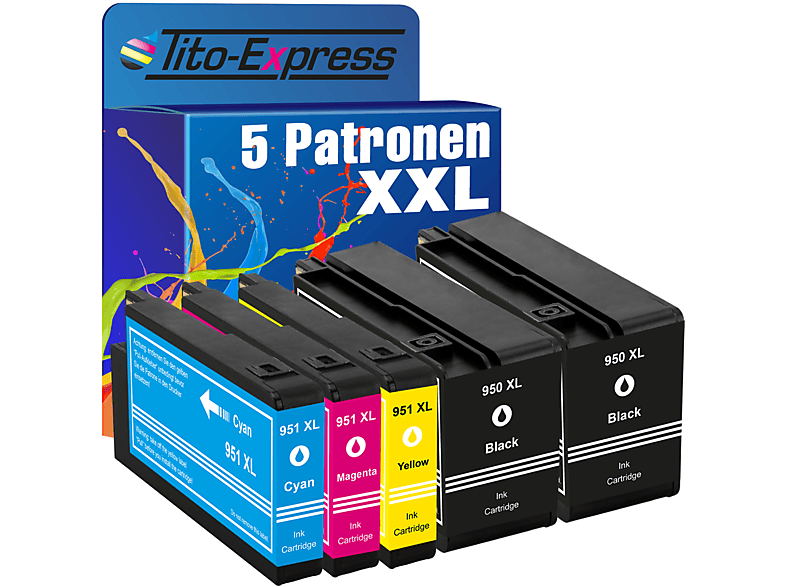 HP black, ersetzt XL XL 5er TITO-EXPRESS cyan, 950 (C2P43AE) & magenta, PLATINUMSERIE 951 Set Tintenpatronen yellow