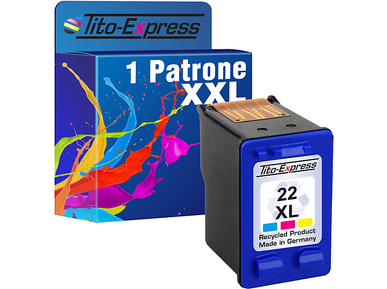 TITO-EXPRESS PLATINUMSERIE 1 22 Patrone (C9352CE) Tintenpatrone Cyan, ersetzt Yellow Magenta, XL HP