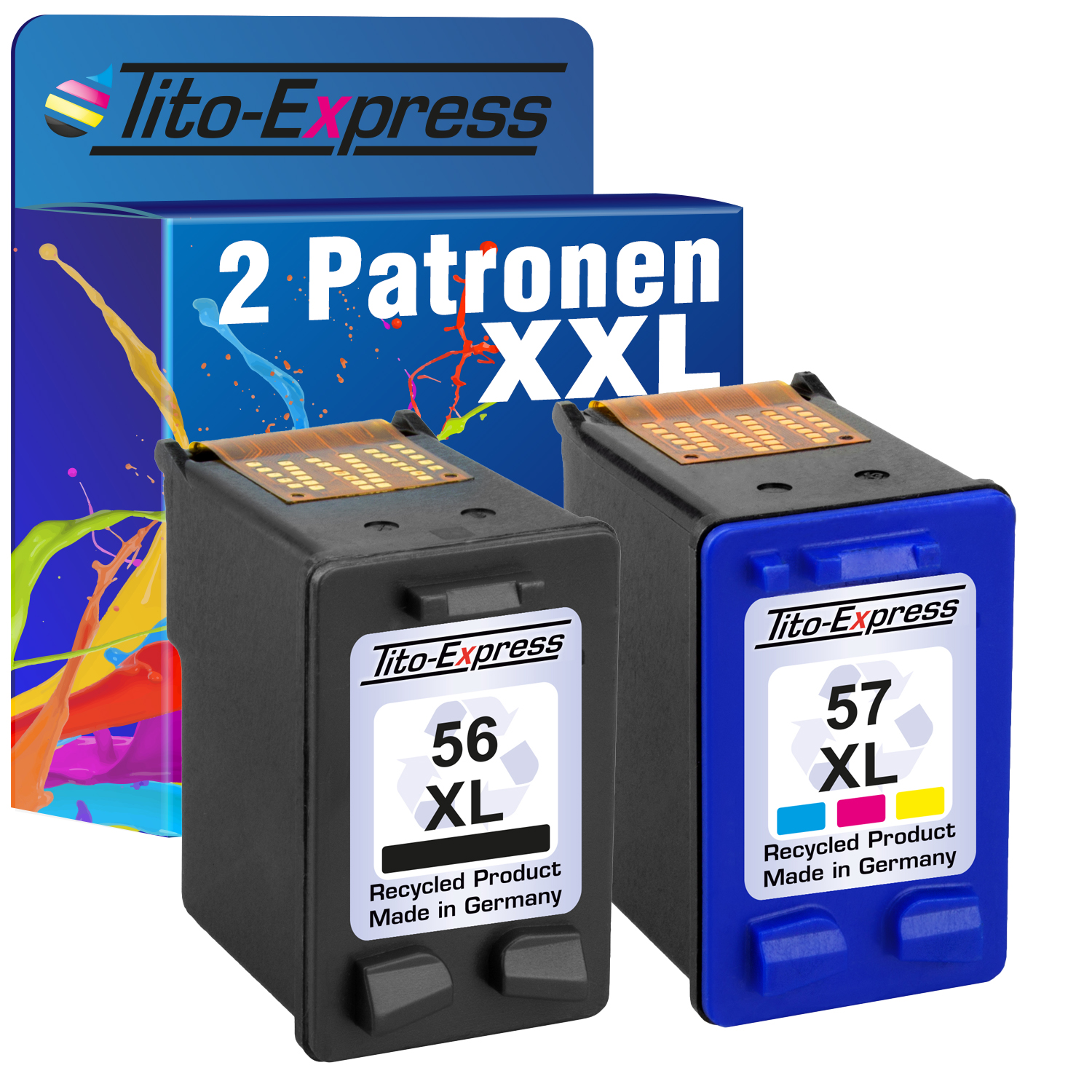 XL PLATINUMSERIE 57 Magenta, XL 56 (SA342AE) Tintenpatronen Yellow TITO-EXPRESS 2er Black, Set & Cyan, ersetzt HP