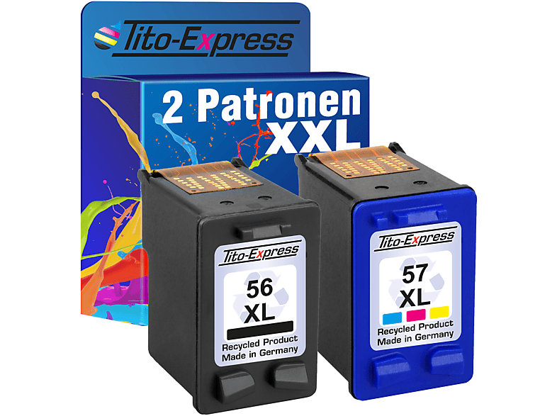 TITO-EXPRESS PLATINUMSERIE 2er Set ersetzt HP 56 XL & 57 XL Tintenpatronen Black, Cyan, Magenta, Yellow (SA342AE) | Tonerkartuschen
