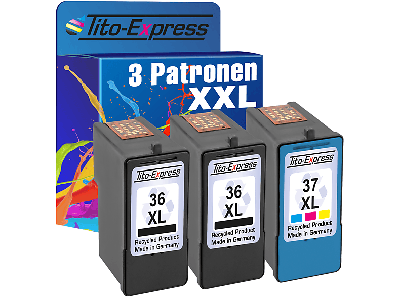TITO-EXPRESS PLATINUMSERIE 3er Set ersetzt Lexmark 36 XL & 37 XL Tintenpatronen Black, Cyan, Magenta, Yellow (80D2978)