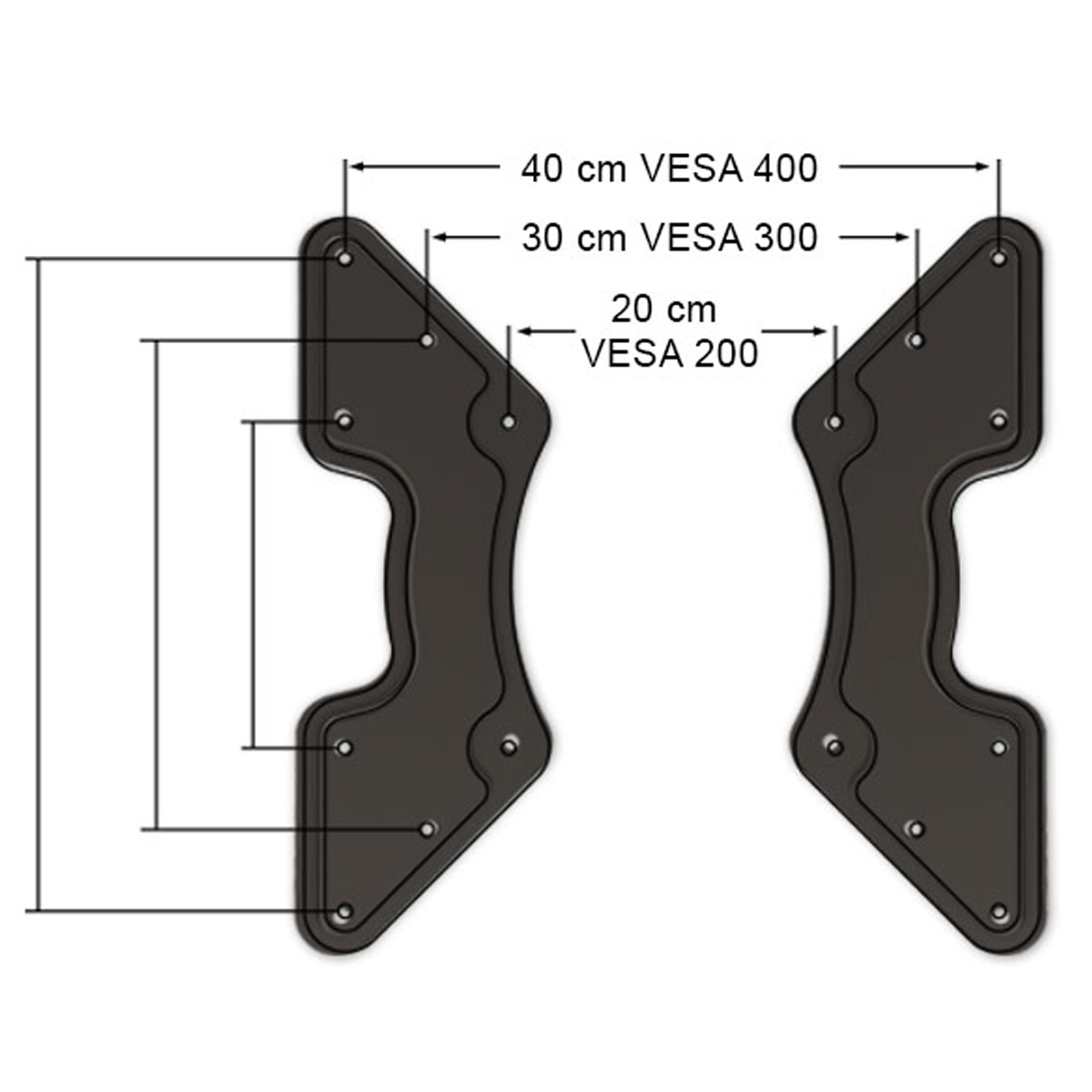 DRALL INSTRUMENTS VESA Adapter auf Monitorhalterungen von VESA VESA für 200 300 Wandhalterung VESA 400 auf Modell: Erweiterung AD4