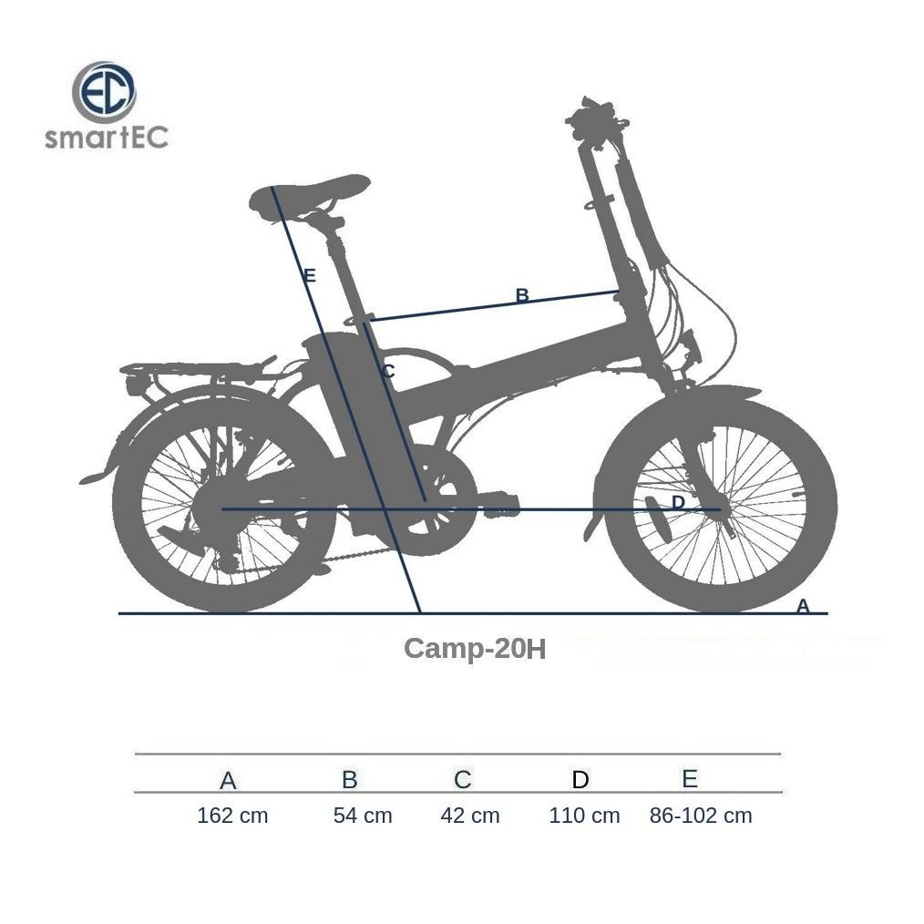 562 SMARTEC Falt schwarz 42 cm, Kompakt-/Faltrad Pedelec/E-Bike Pack matt) (Laufradgröße: 20 Rahmenhöhe: Camp-20D 2er & Camp-20H Unisex-Rad, Wh, Zoll,