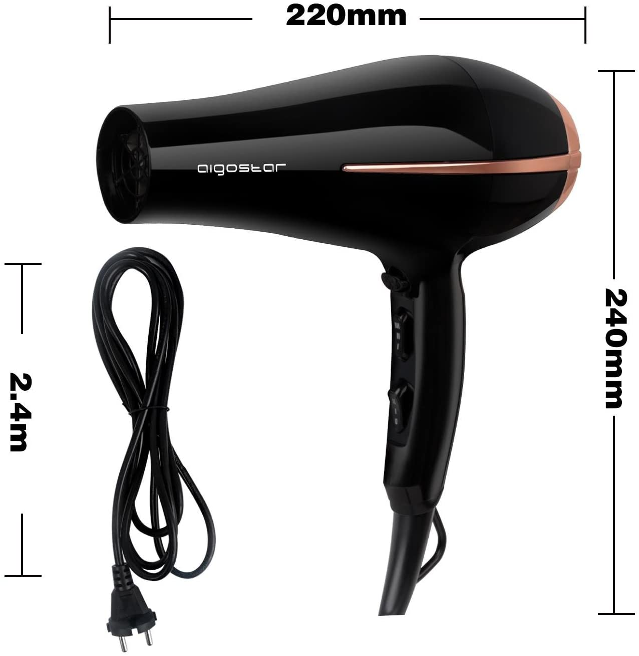 AIGOSTAR (2400 Black 185855e OOS Haarföhn Watt 2400 Watt) Hairdryer