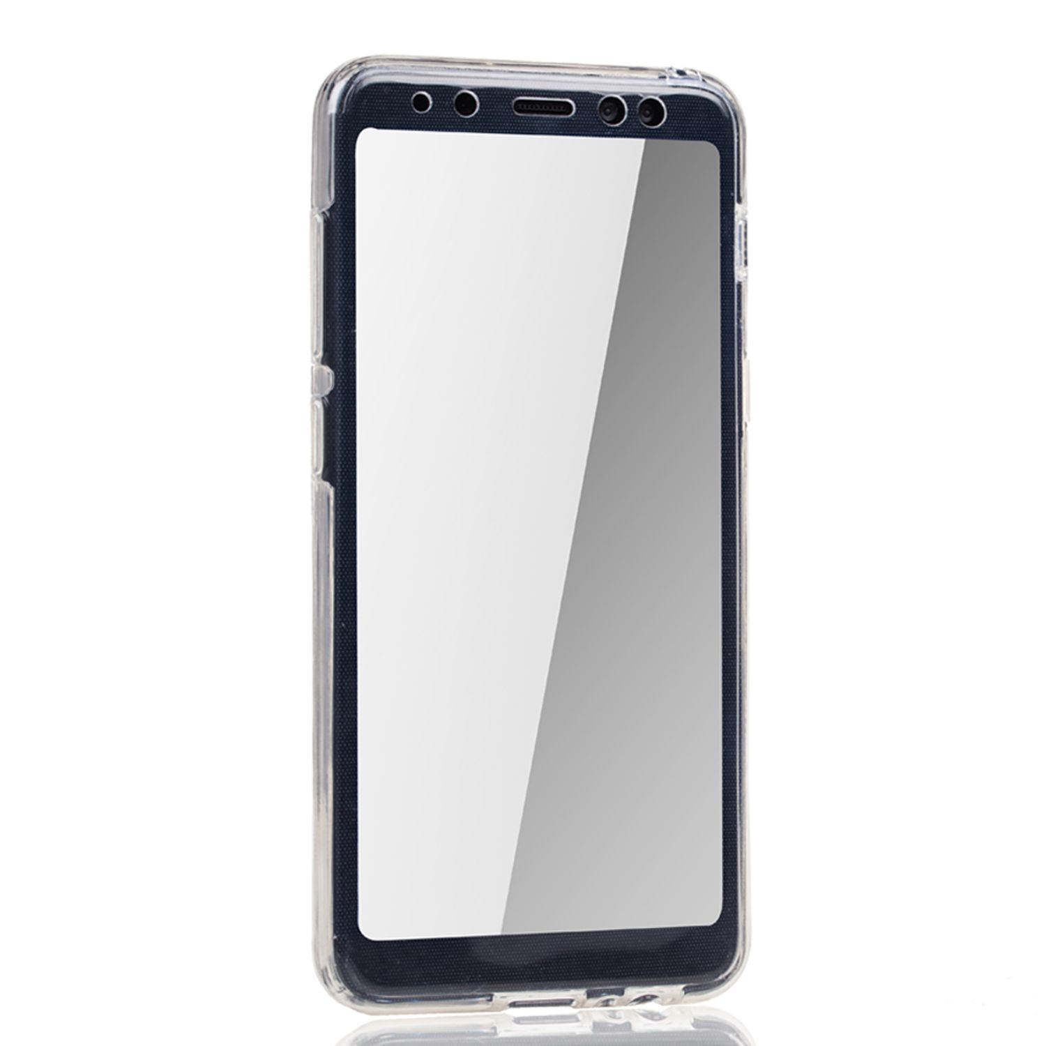 KÖNIG DESIGN Full Cover, Grad, Galaxy Samsung, A8 Plus Transparent Handyhülle (2018), 360 Full-Cover
