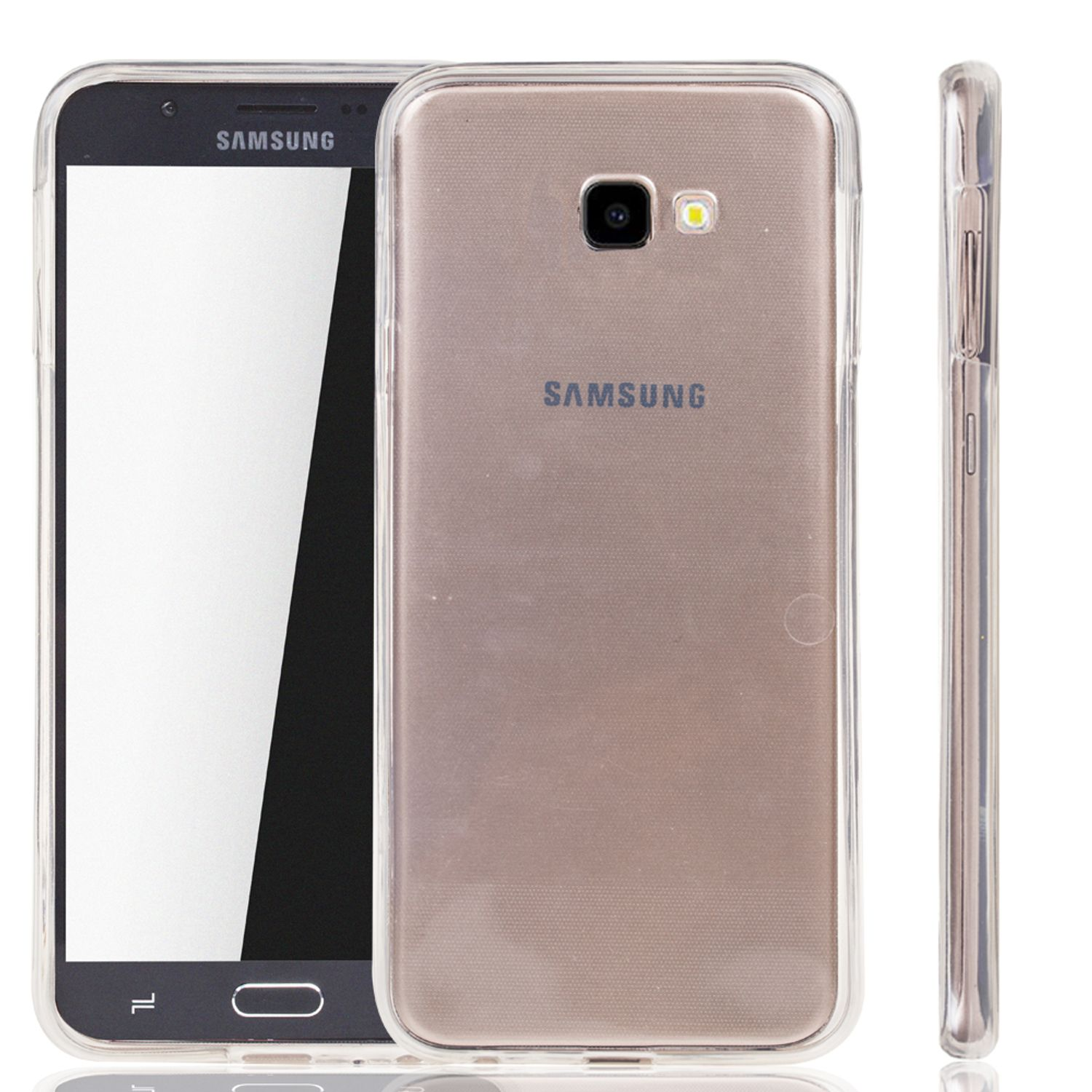 KÖNIG DESIGN J4 Galaxy Full-Cover Grad, Handyhülle 360 Transparent Full Cover, Plus, Samsung