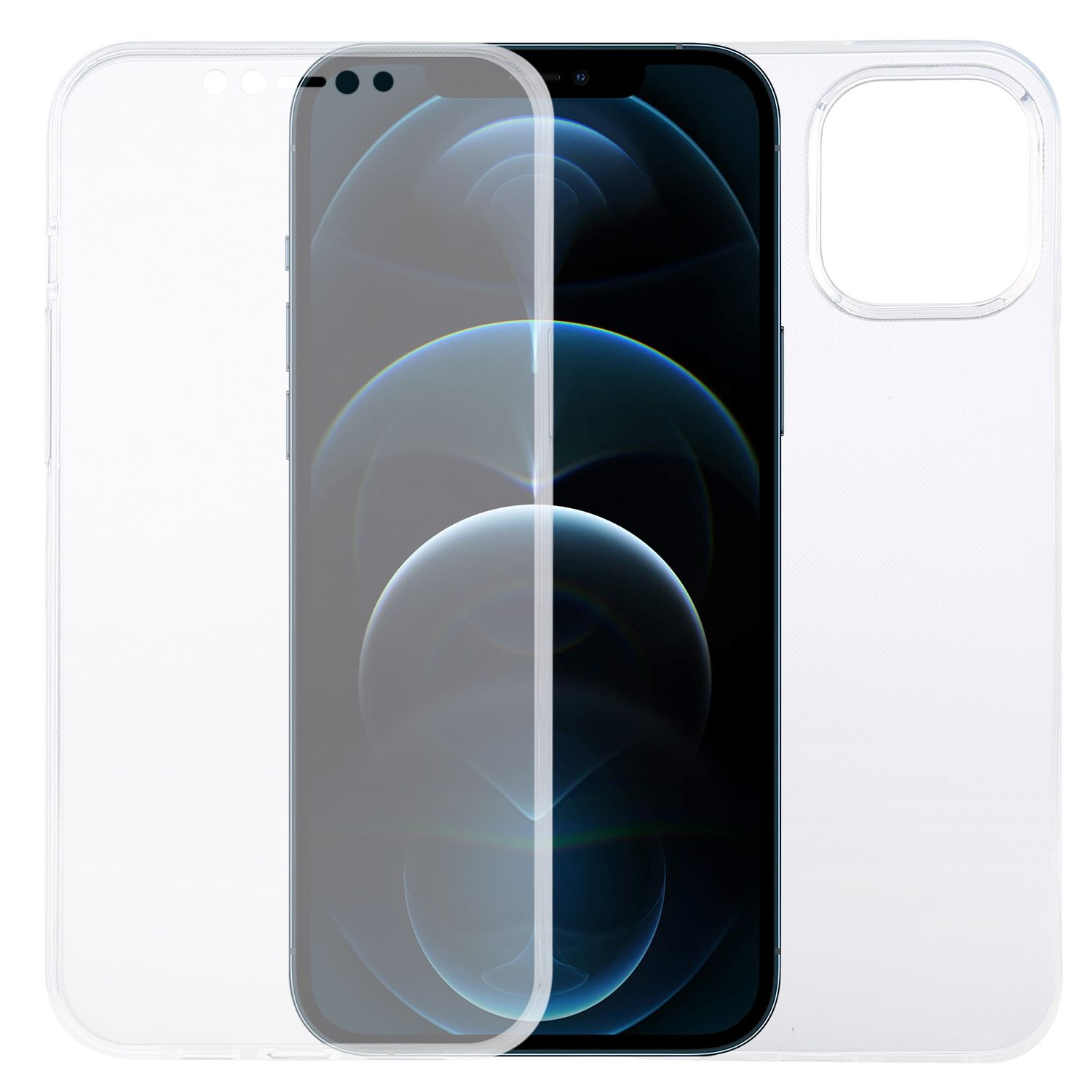KÖNIG DESIGN iPhone Grad, Handyhülle Apple, Transparent 12 360 Full Full-Cover Pro Cover, Max