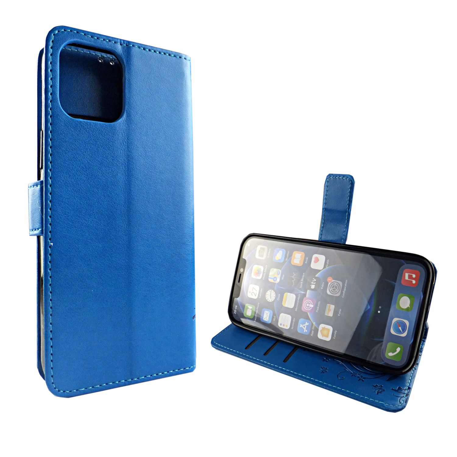 Schutzhülle, Apple, Bookcover, iPhone DESIGN Blau KÖNIG Mini, 12