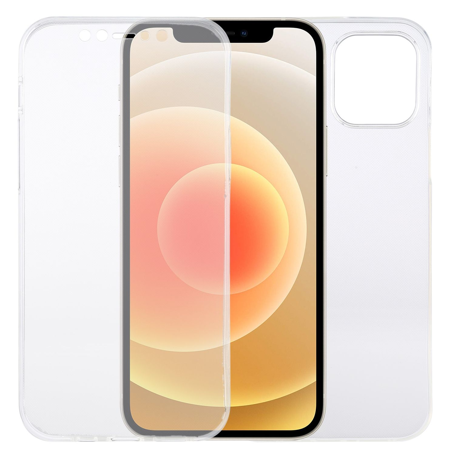 KÖNIG DESIGN Handyhülle 12 12 Pro, 360 Full-Cover Transparent / iPhone Apple, Cover, Grad, Full