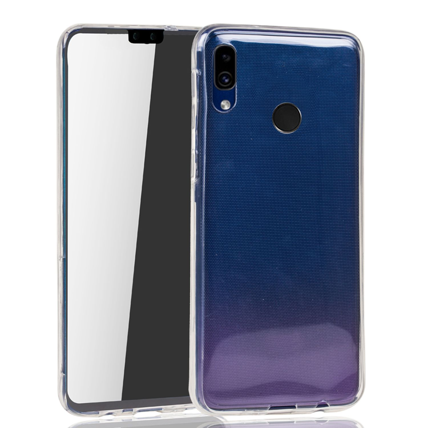 Huawei, 360 (2019), Y9 Full Full-Cover KÖNIG Transparent DESIGN Grad, Handyhülle Cover,