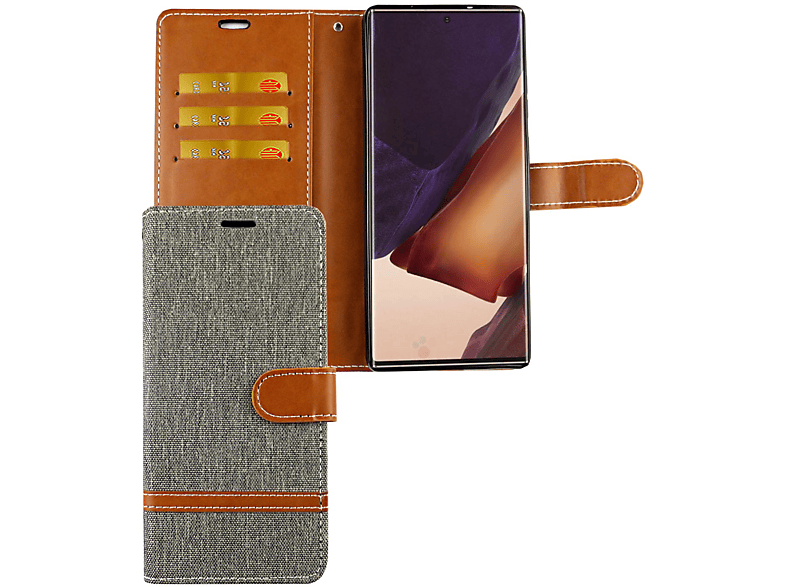 Samsung, 20, Bookcover, Grau KÖNIG DESIGN Galaxy Note Schutzhülle,