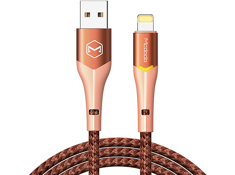 MCDODO 1,2m Orange Lightning geflochten, 2.4A m, LED Ladekabel, Magnificence (iOS) iPhone 1,2 Licht