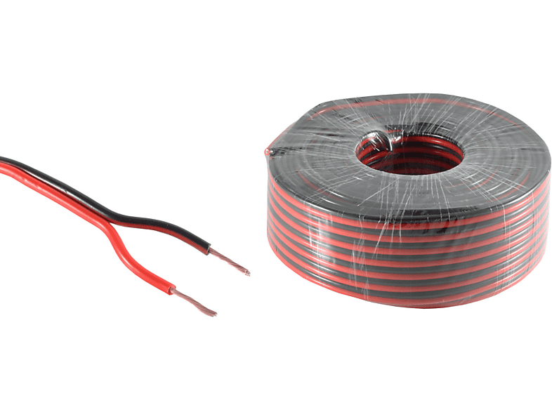 Kabel 24x0,2 CCA Audio/Video 0,75mm² Lautsprecher-Kabel 25m KABELBUDE rot/schwarz