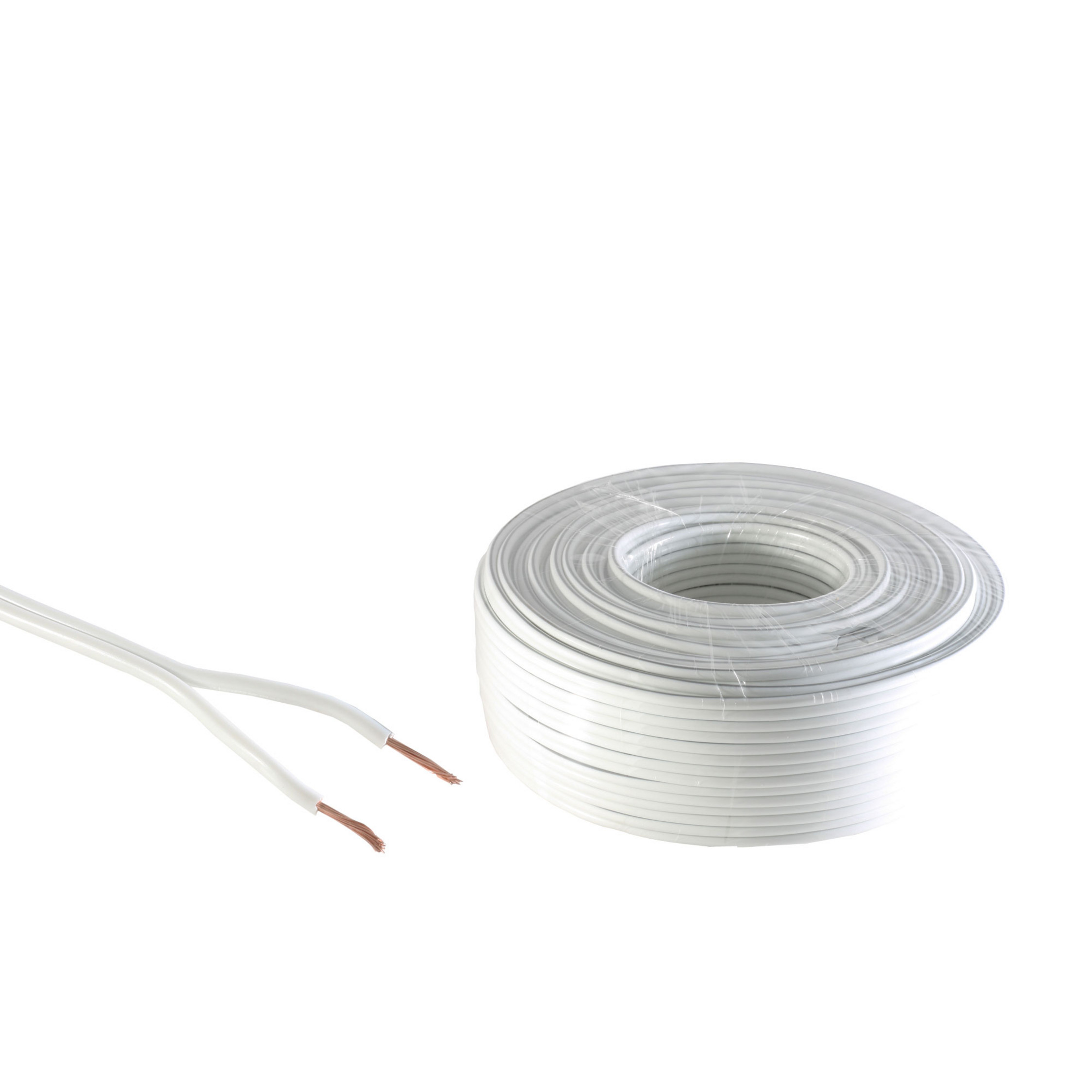 KABELBUDE Lautsprecher-Kabel 0,75mm² weiß Kabel 50m 24x0,20 CCA Audio/Video