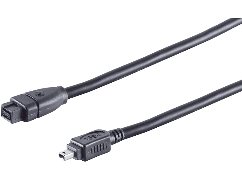 KABELBUDE FireWire-Kabel IEEE 1394B 9pol St/1394A 4pol St 1m FireWire Kabel, Schwarz