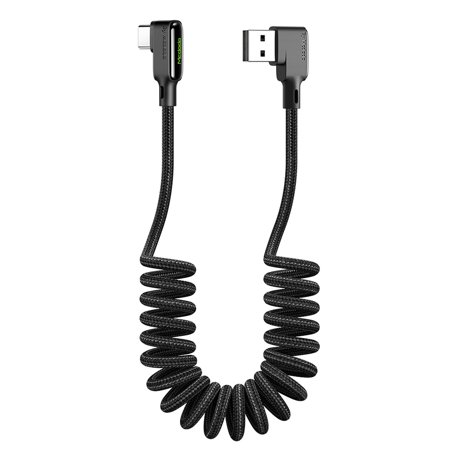 MCDODO 3A Schwarz m, 4.0, 1,8m C USB Datenkabel Typ QC Spiralkabel Ladekabel, 1,8 USB-A auf