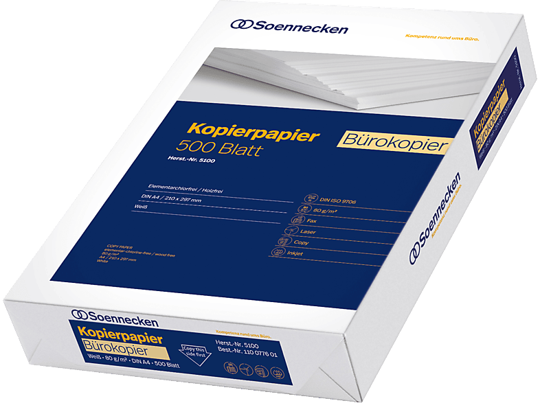 SOENNECKEN Kopierpapier Bürokopier 5100 DIN A4 80g weiß 500 Bl./Pack