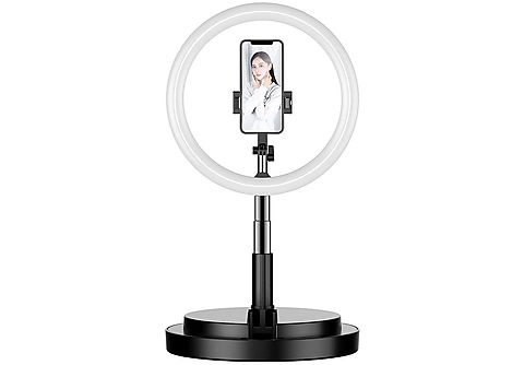 COFI Selfie Stativ LED Ringlicht, Schwarz, Höhe offen bis 1700 mm