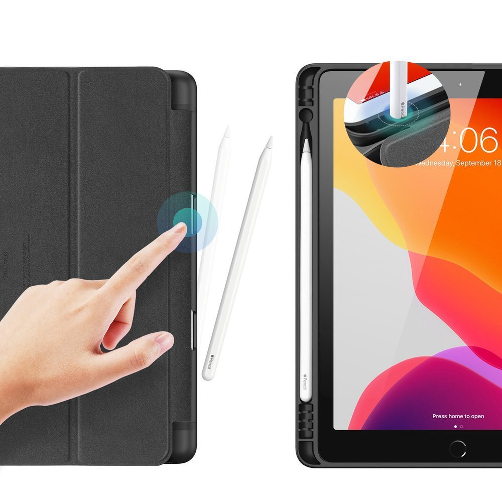 Schwarz iPad (7. DUX Generation für Smart 2019) Bookcover Tablethülle 10.2 DUCIS Apple Sleep Kunstleder,