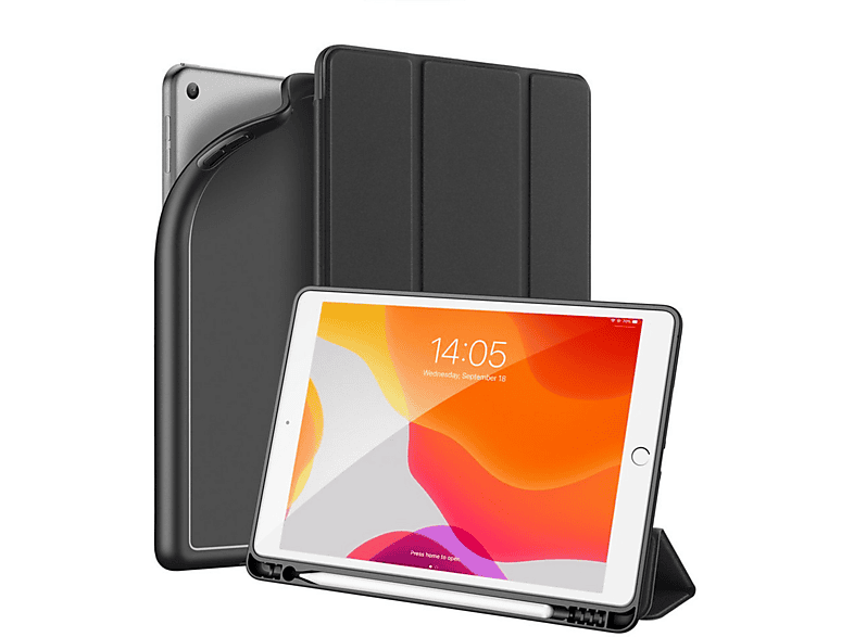 DUX DUCIS Smart Sleep Tablethülle Bookcover Schwarz (7. 10.2 iPad für 2019) Kunstleder, Generation Apple
