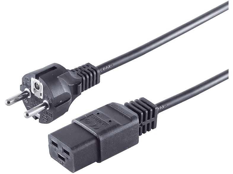 S/CONN MAXIMUM CONNECTIVITY Kaltgeräte16A Schutzkontaktstecker/ CEE7/7-C19 Netzkabel 3m