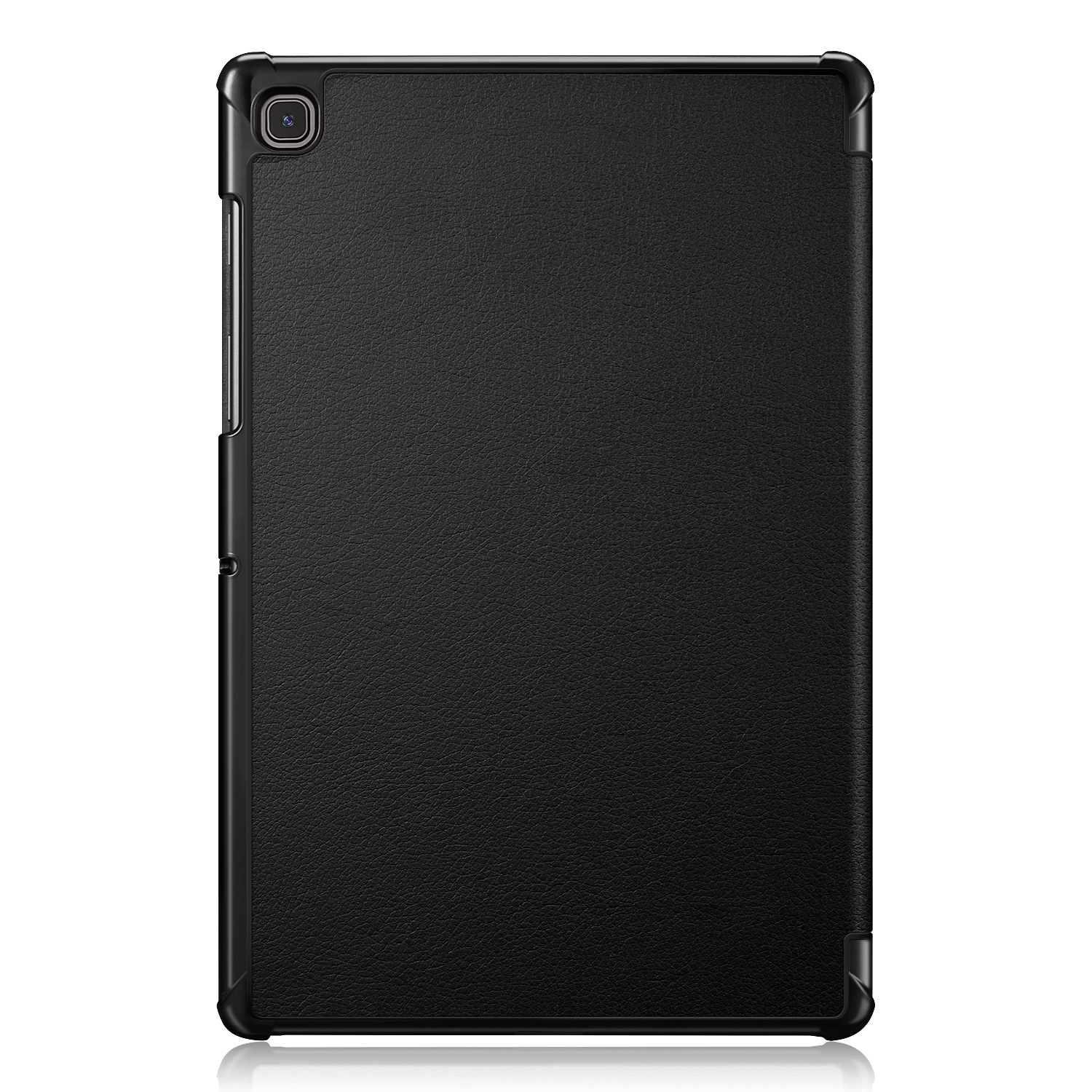 Schwarzes Tablet in einer schwarzen Hülle. Die Hülle ist geschlossen.