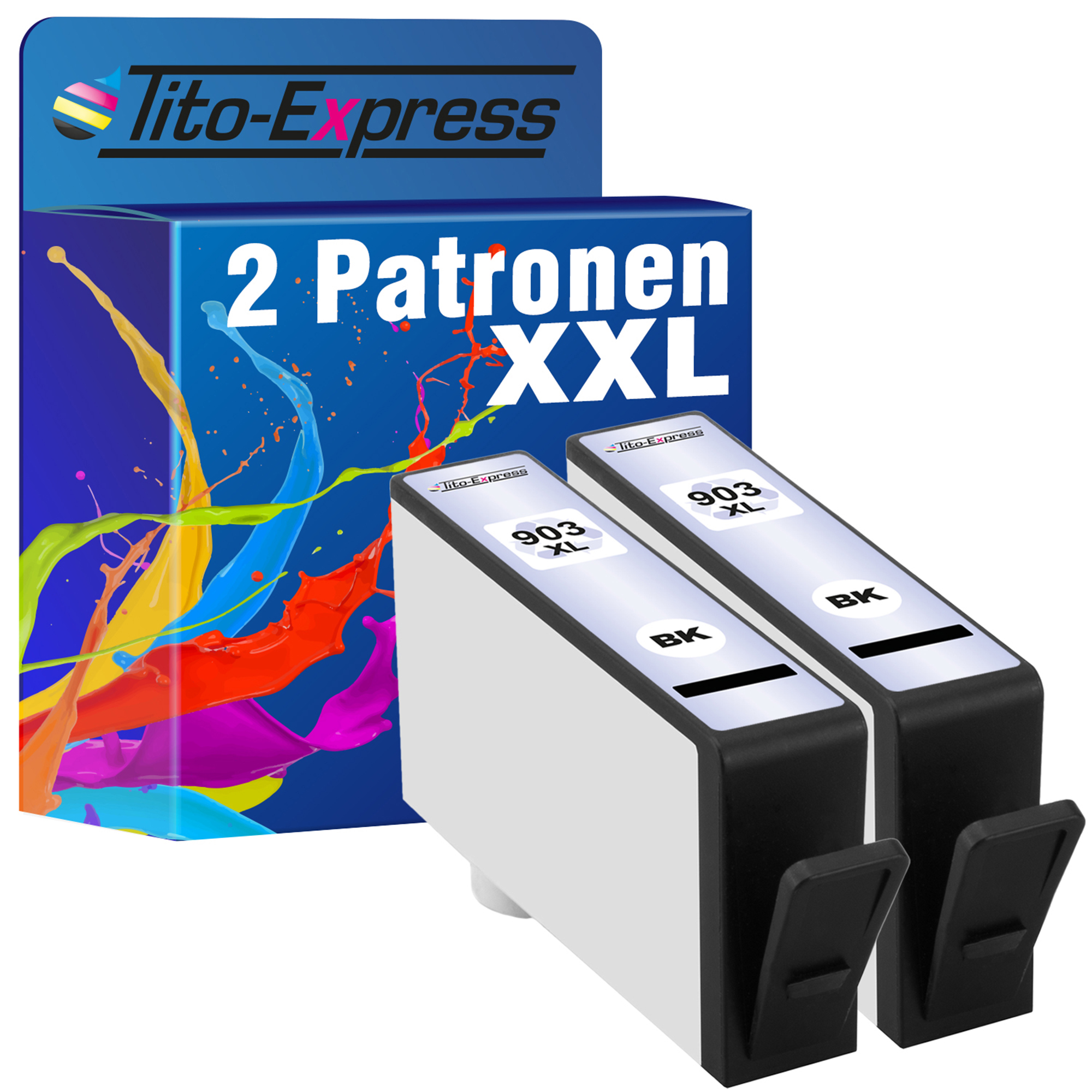 TITO-EXPRESS PLATINUMSERIE 2 Patronen ersetzt HP (T6M15AE) Black XL Tintenpatronen 903
