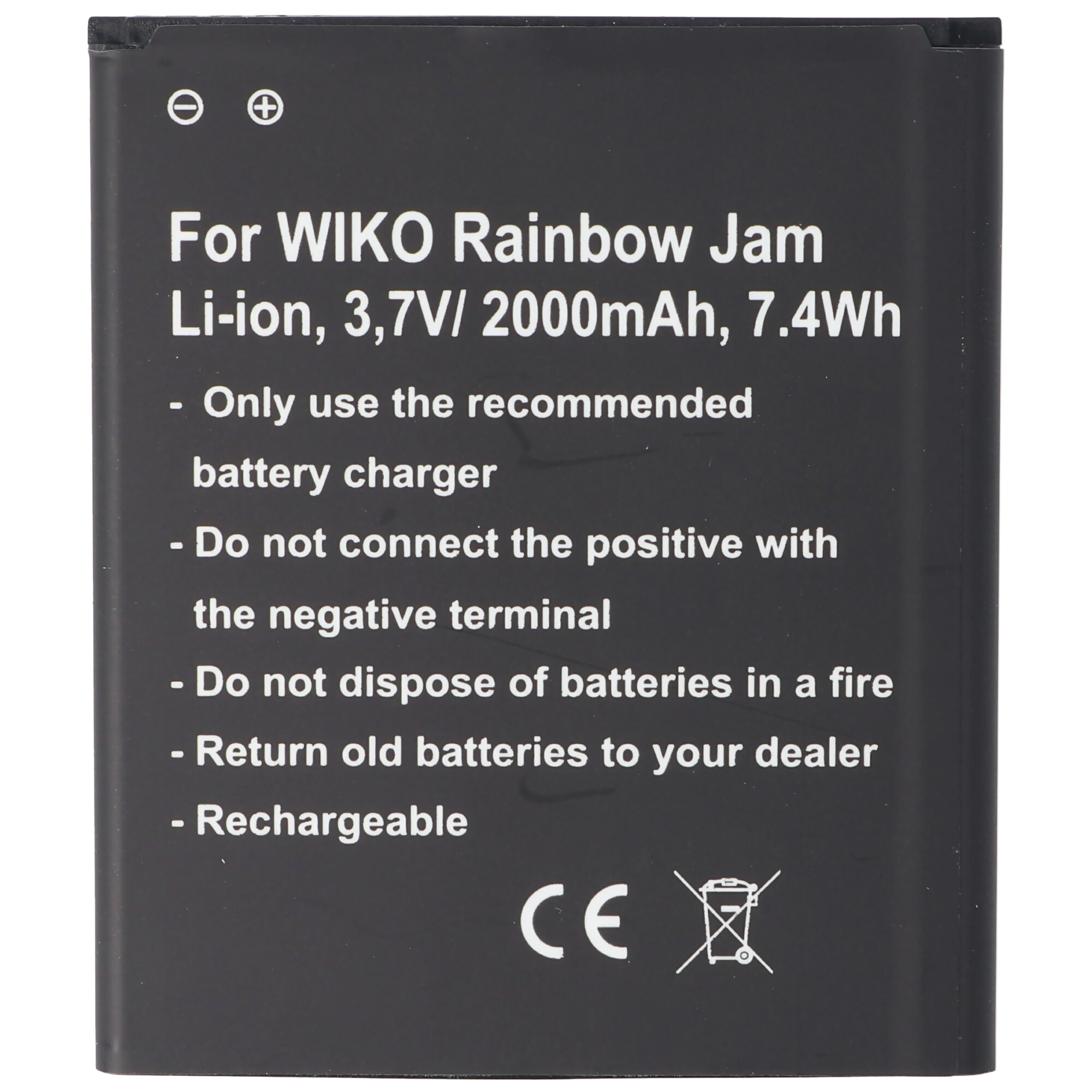 mAh Handy-Akku, Akku passend - 60,2 4,7mm 4G, Li-Ion Lithium-Ionen Jam, x Rainbow für x Jam Wiko ACCUCELL 70,0 Rainbow Akku 5222, Wiko 2000
