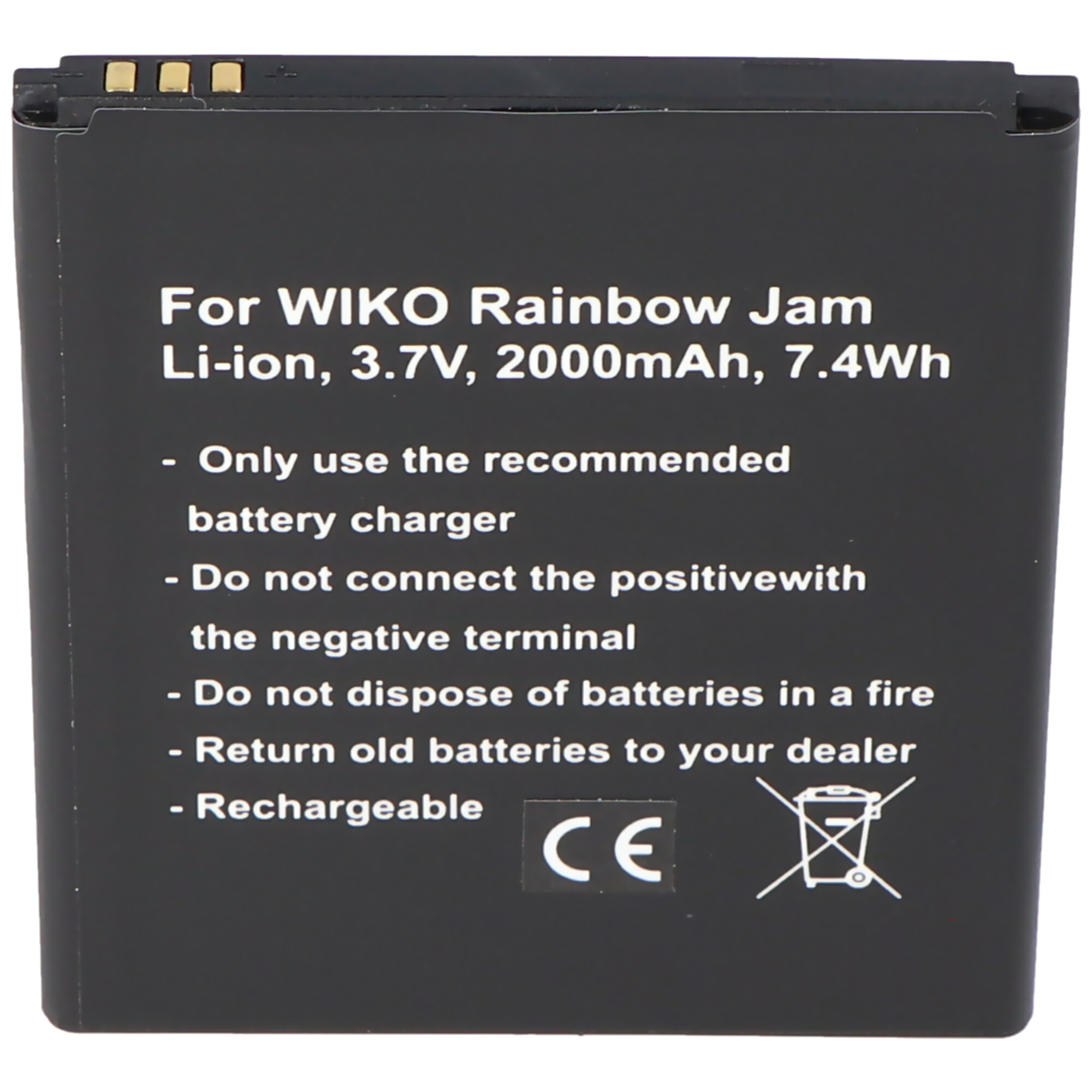mAh Handy-Akku, Akku passend - 60,2 4,7mm 4G, Li-Ion Lithium-Ionen Jam, x Rainbow für x Jam Wiko ACCUCELL 70,0 Rainbow Akku 5222, Wiko 2000