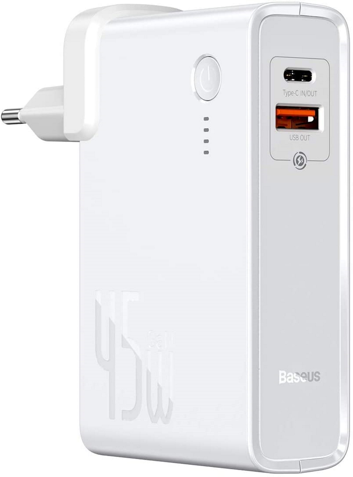 USB inkl. Ladegerät Powerbank 45W 10000mAh Netzteil BASEUS Universal, Weiß 2-Fach