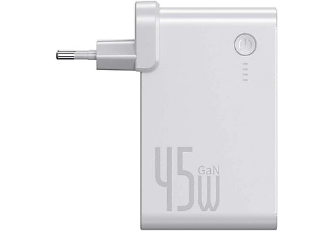 BASEUS 45W 2-Fach USB Netzteil inkl. 10000mAh Powerbank Ladegerät  Universal, Weiß