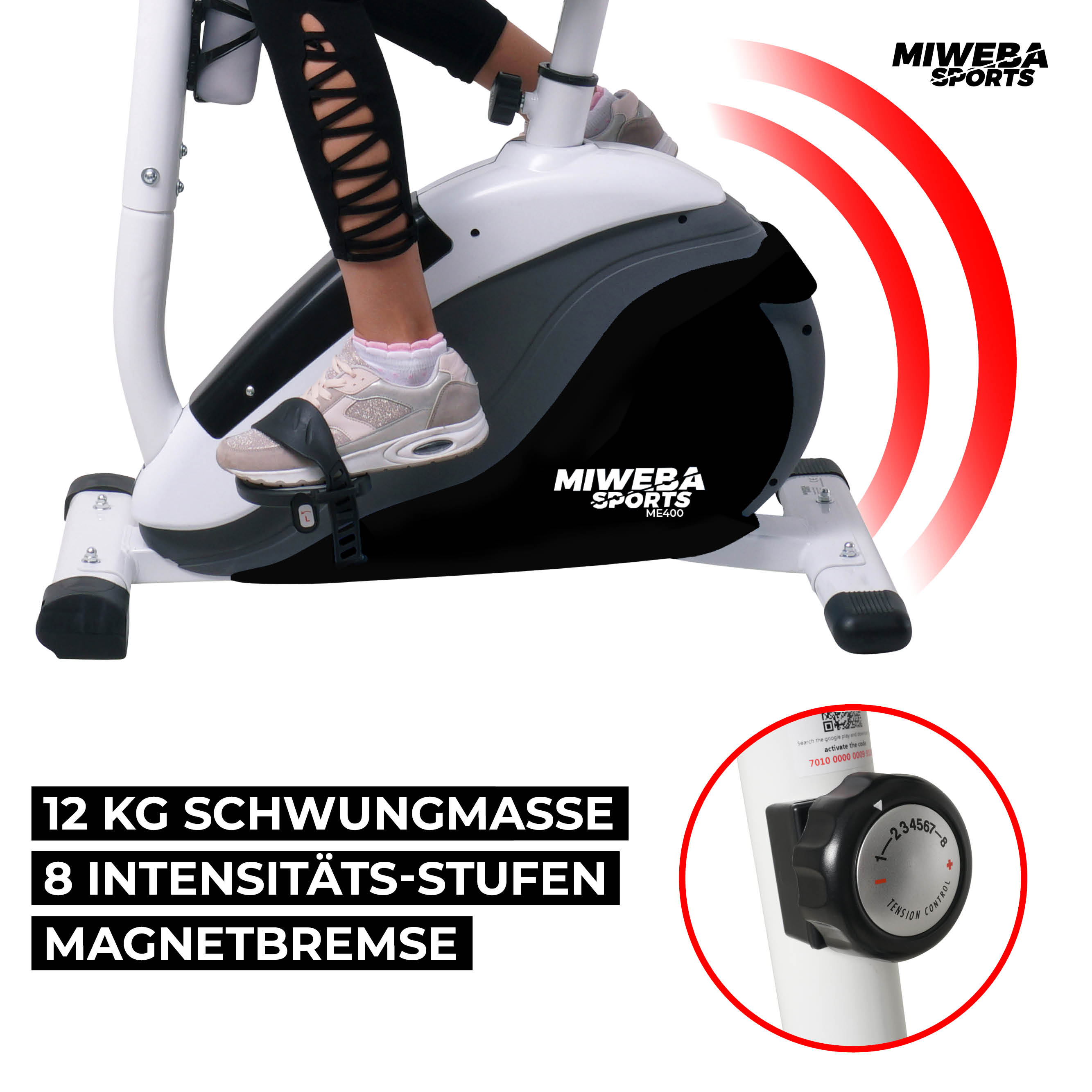 SPORTS weiß ME400 schwarz MIWEBA Heimtrainer Ergometer,