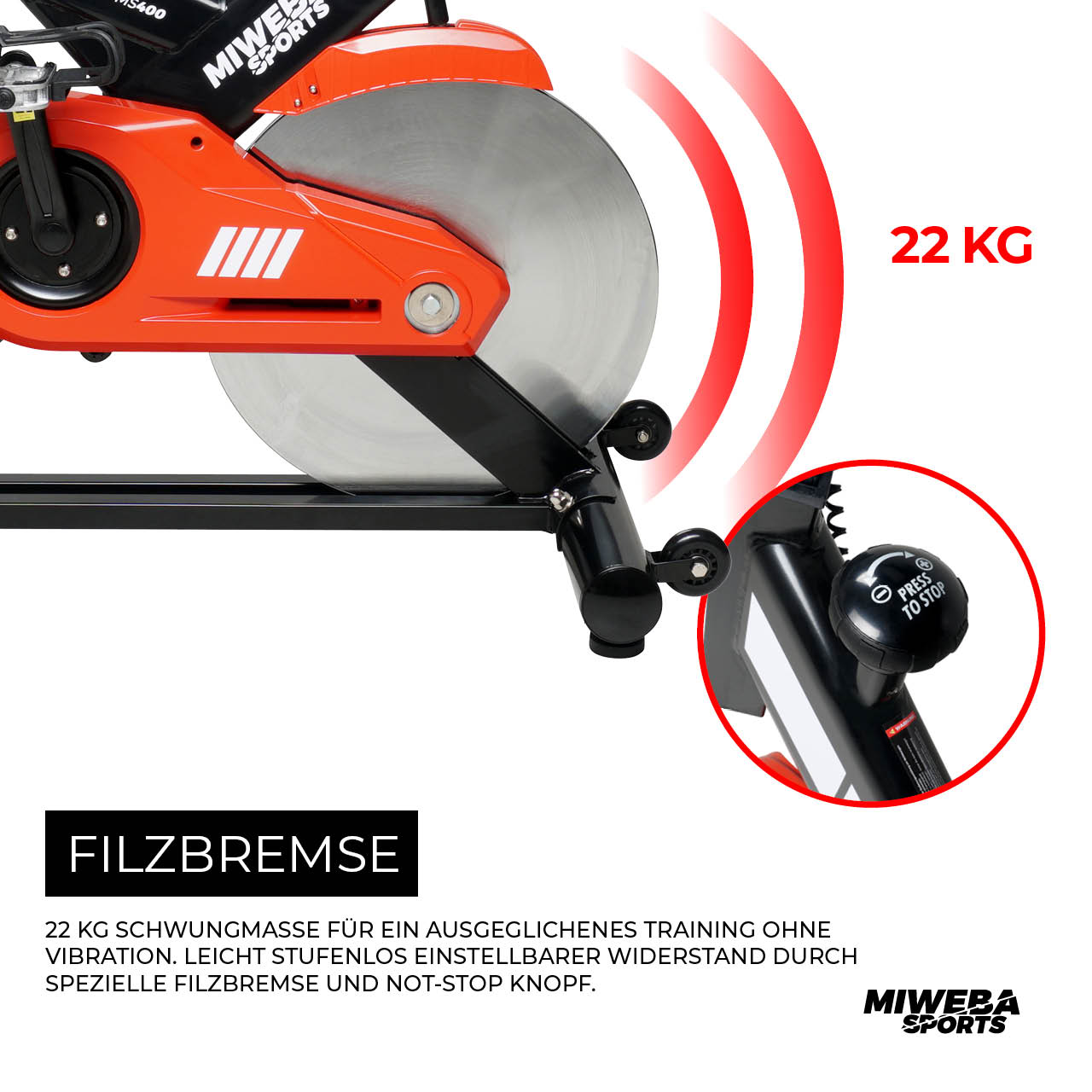 MIWEBA SPORTS Heimtrainer MS400 Indoor Cycle, Indoor Cycle, Fitnessfahrrad, schwarz Speedbike