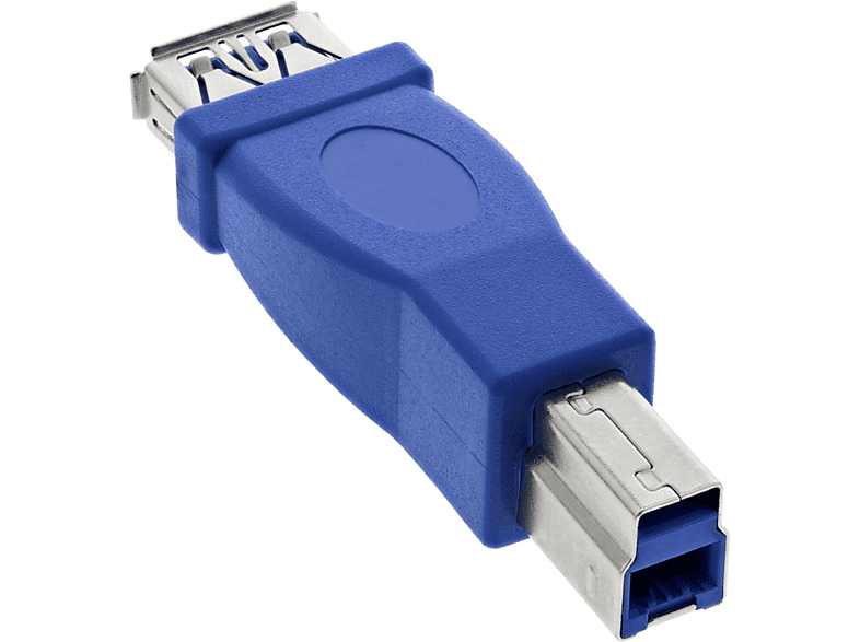 INLINE InLine® USB 3.0 Adapter, Buchse A auf Stecker B Adapter / Konverter USB 3.0 Adapter, blau