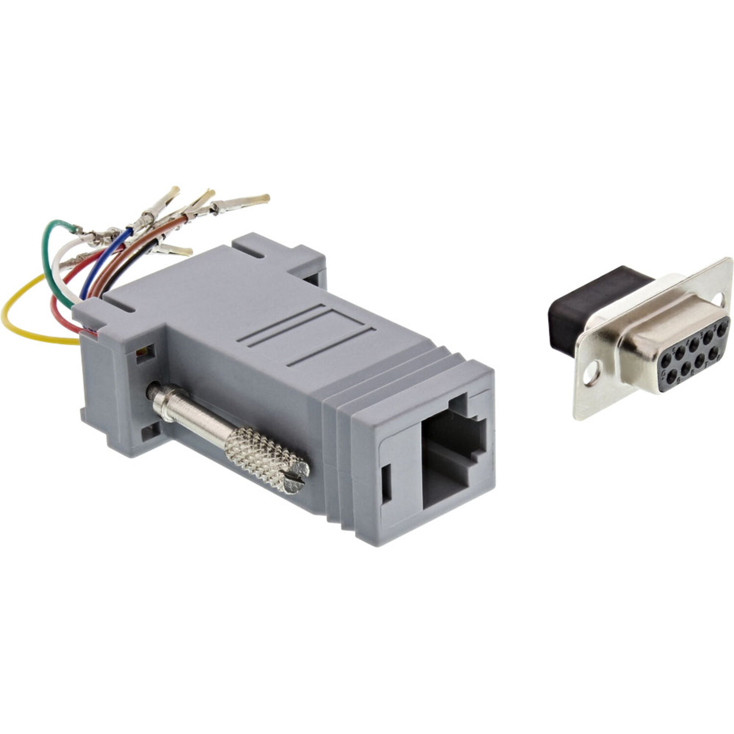 INLINE InLine® Adapter, 9pol Sub D / Adapter Datenadapter (9/15/25polig/RJ45), mehrfarbig / Changer Gender RJ45 Buchse an Konverter 