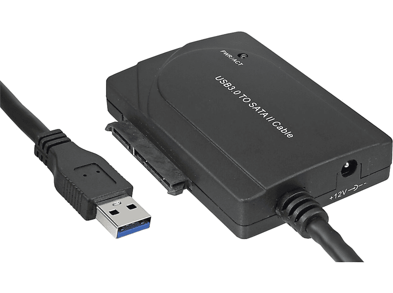 INLINE InLine USB 3.0 zu SATA II Konverter Kabel Steckadapter mit Netzteil, schwarz