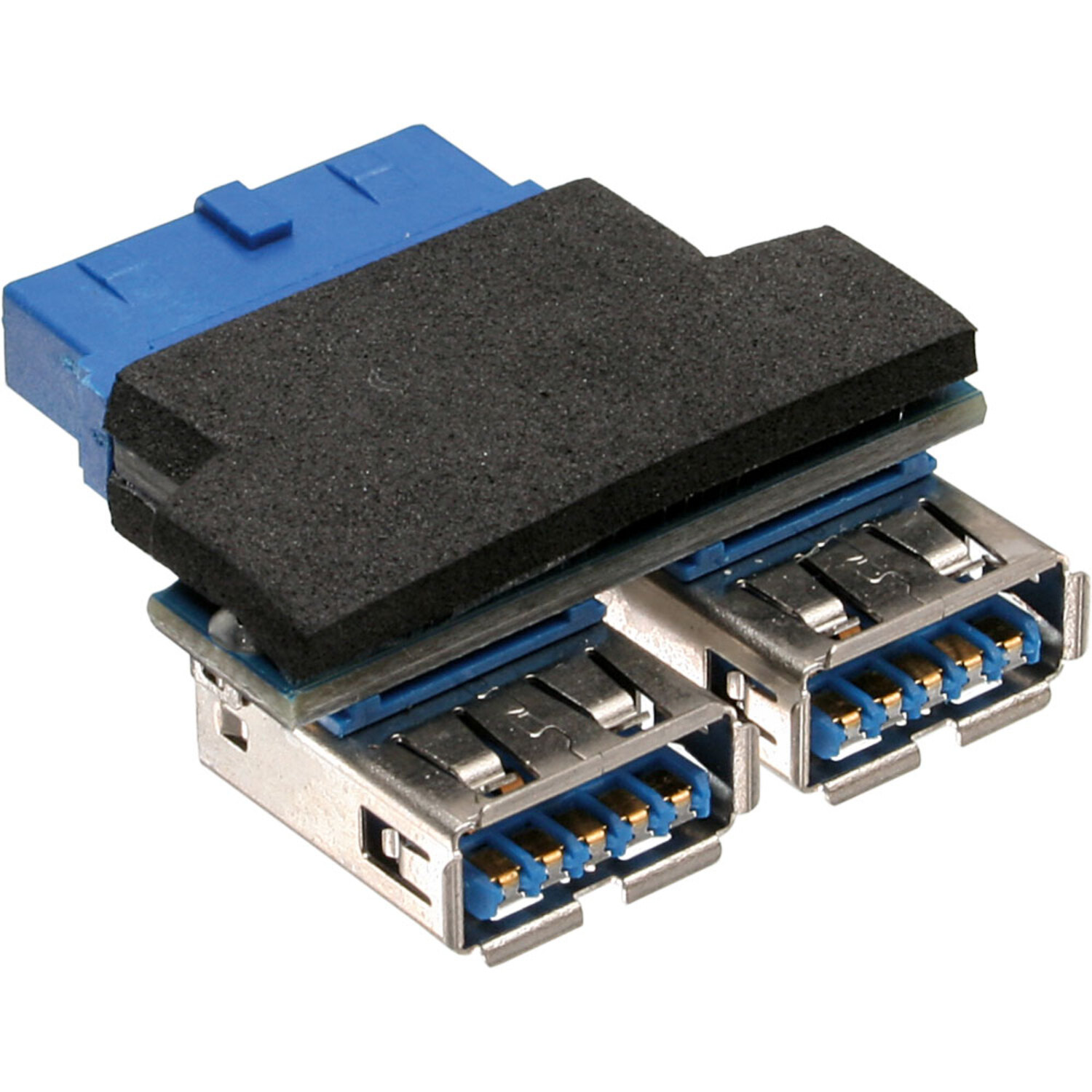 auf 2x Adapter Pfostenanschluss InLine® 3.0 USB Adapter, A / 3.0 INLINE schwarz Adapter, Buchse USB