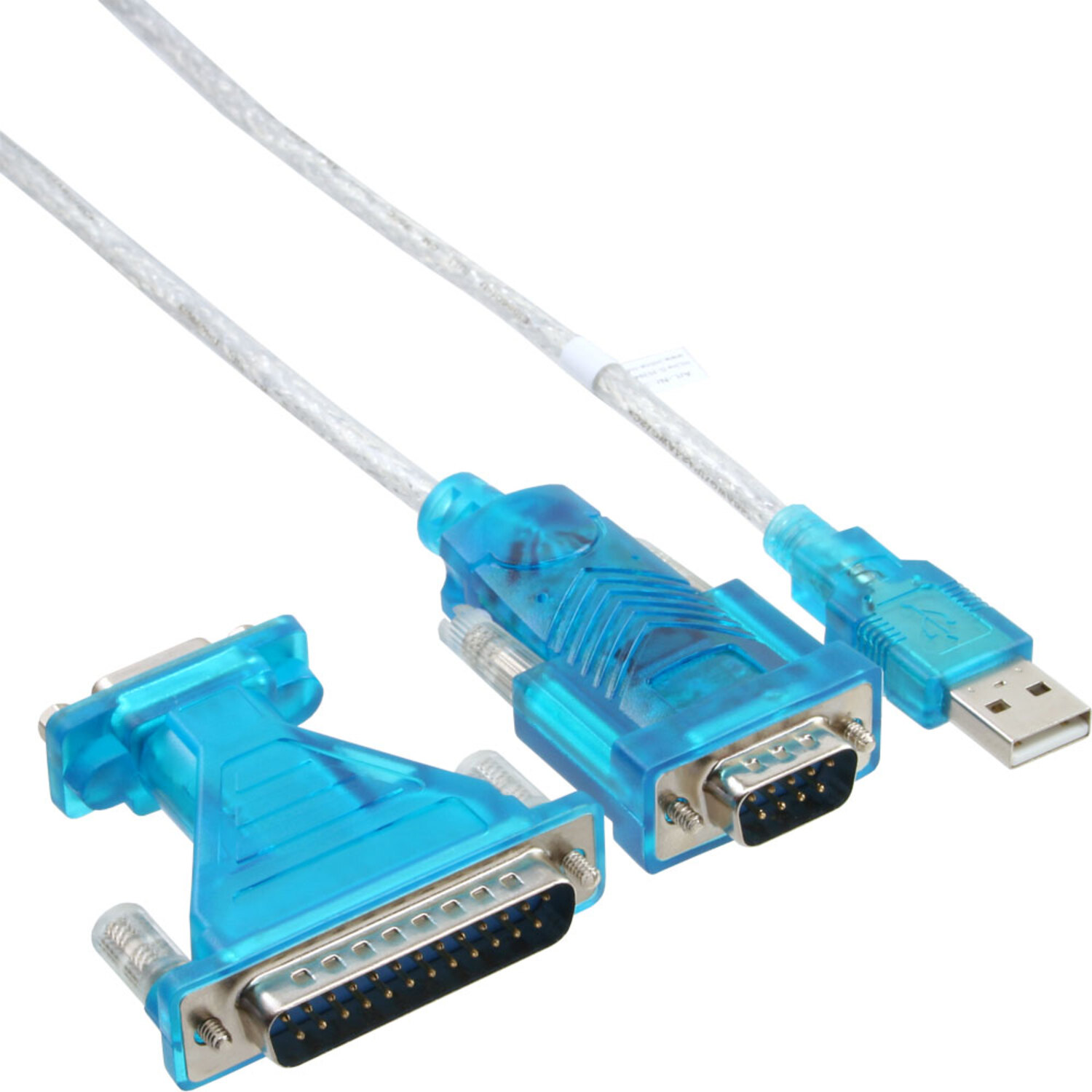 A USB Stecker transparent Seriell InLine® Parallel, Adapterkabel, -<gt/> / Seriell USB Stecker, zu 9pol INLINE USB / an