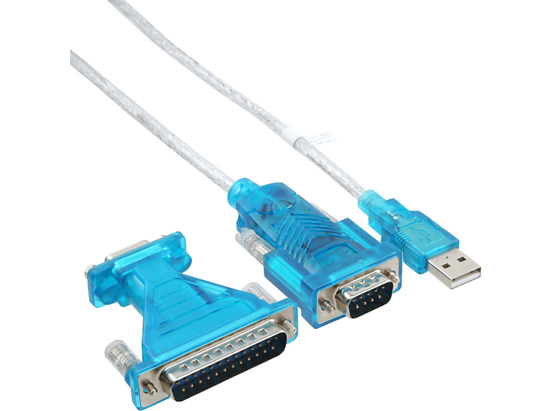 INLINE InLine® USB zu Seriell Seriell USB an Adapterkabel, transparent Stecker, / A USB 9pol / Stecker -<gt/> Parallel