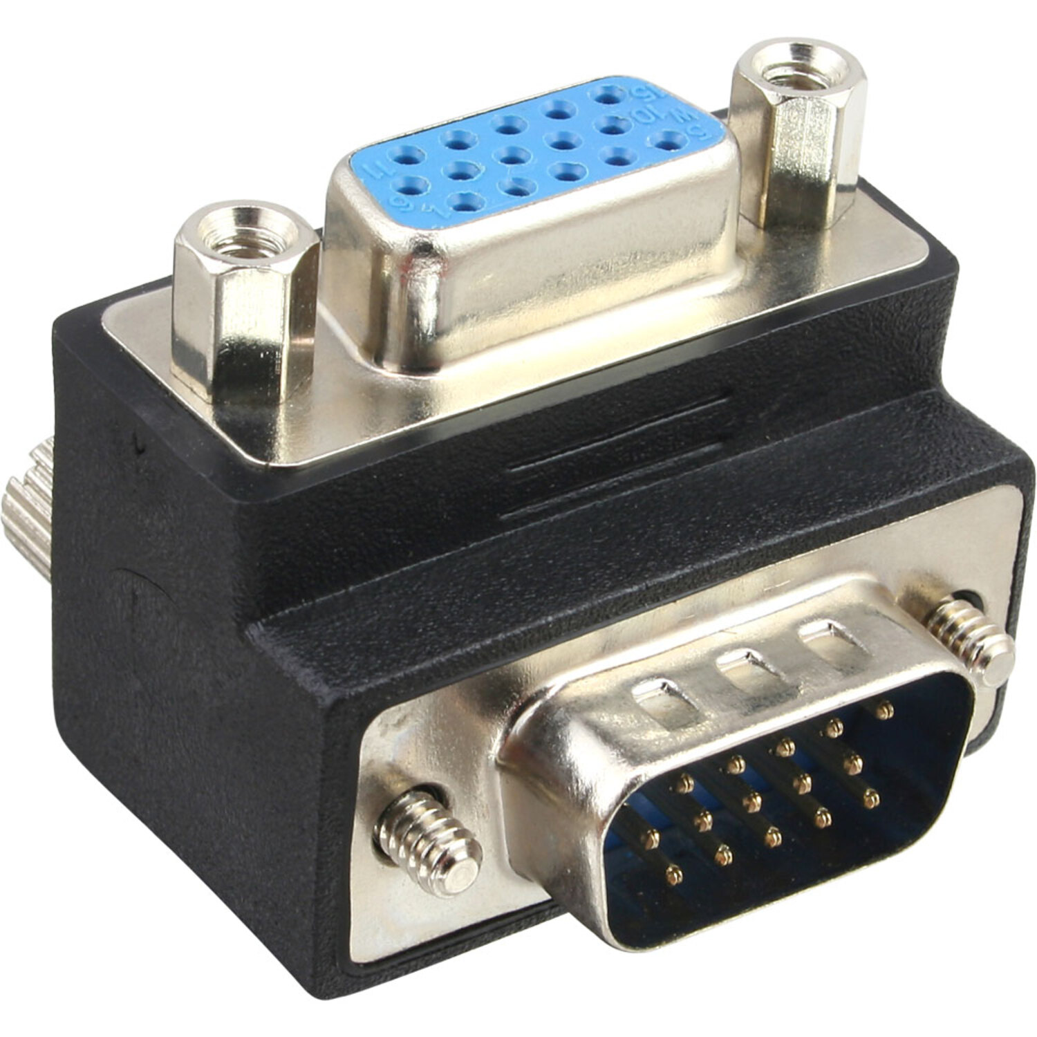 INLINE InLine® VGA Adapter 90° Stecker/Buchse / VGA, 15pol VGA Winkel Konverter schwarz