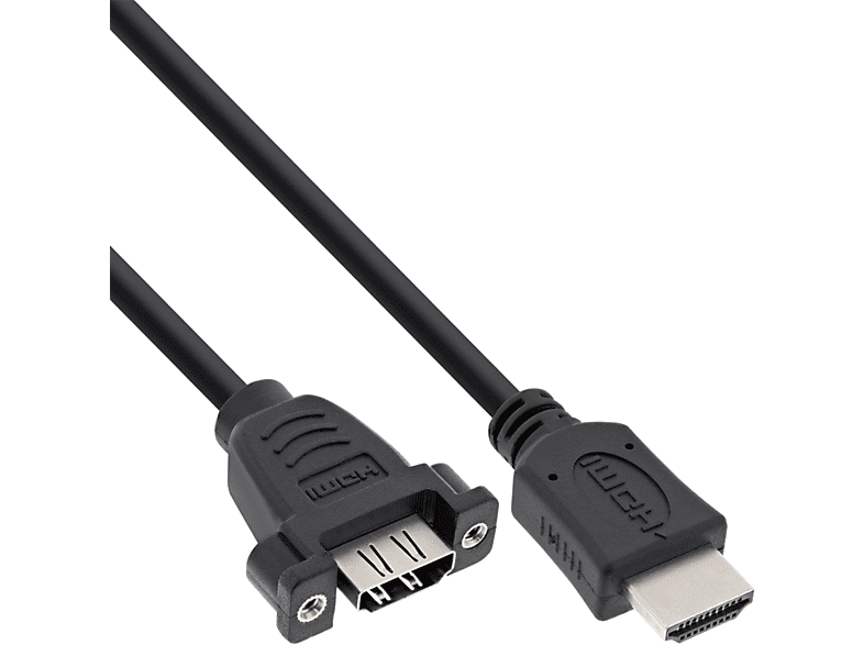 INLINE InLine® HDMI 4K2K Adapterkabel zum Einbau, A Stecker/Buchse, 0,6m / / HDMI zu HDMI / DVI / mini HDMI