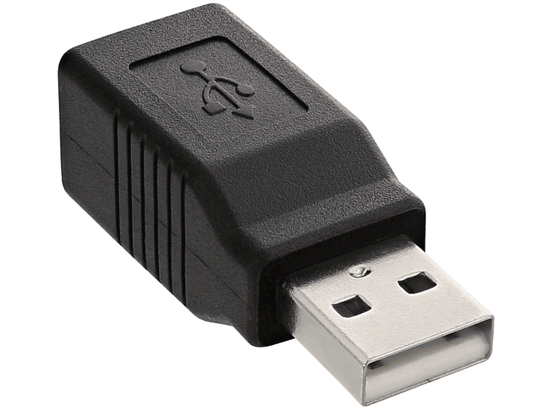 INLINE InLine® USB 2.0 Adapter, Stecker A auf Buchse B Adapter / Konverter USB 2.0 Adapter, schwarz