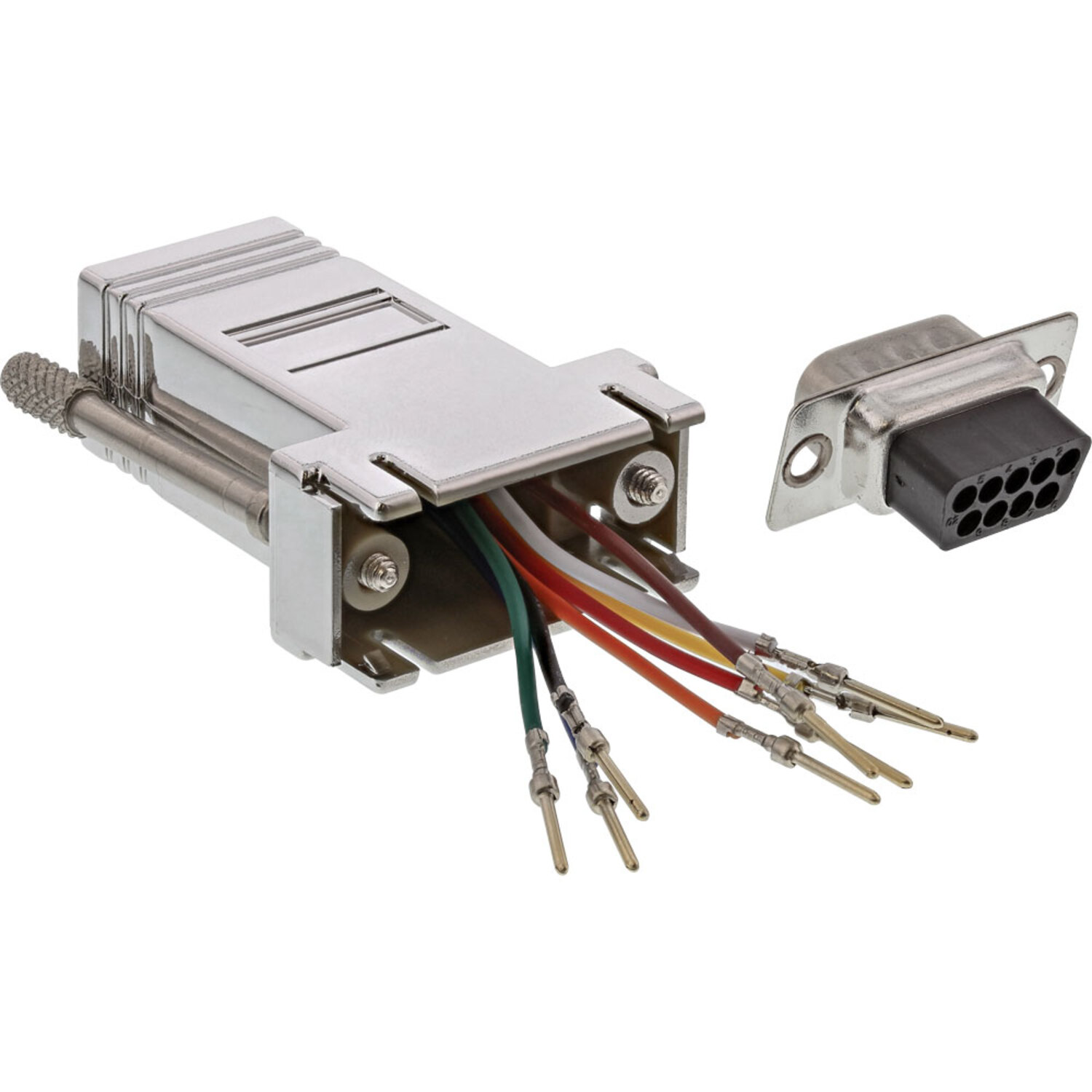Datenadapter Stecker Changer InLine® Adapter, / INLINE an Sub metallisiert (9/15/25polig/RJ45), D Gender / / mehrfarbig RJ45 Buchse, 9pol