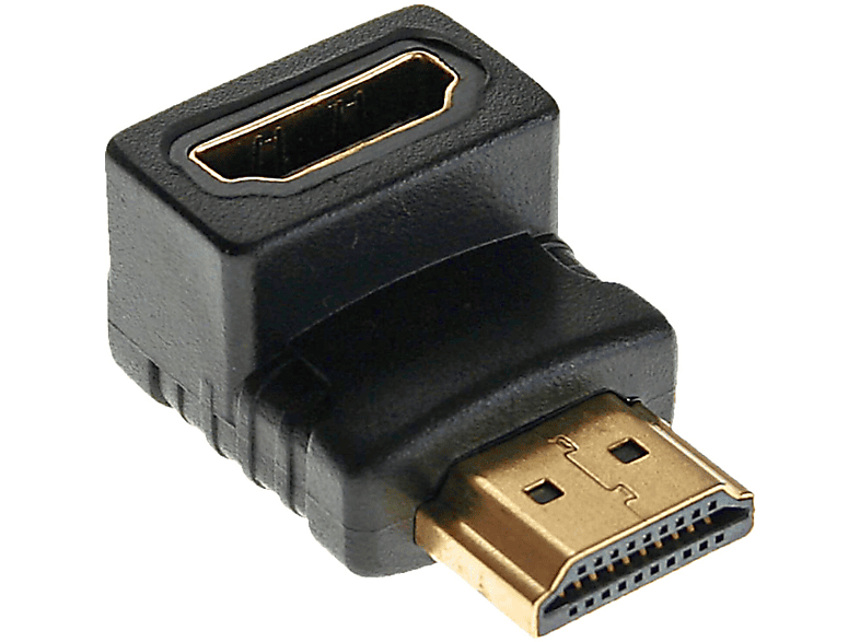 HDMI INLINE / Buchse, HDMI DVI InLine® HDMI zu Stecker vergoldete / / mini Adapter, unten, gewinkelt / HDMI