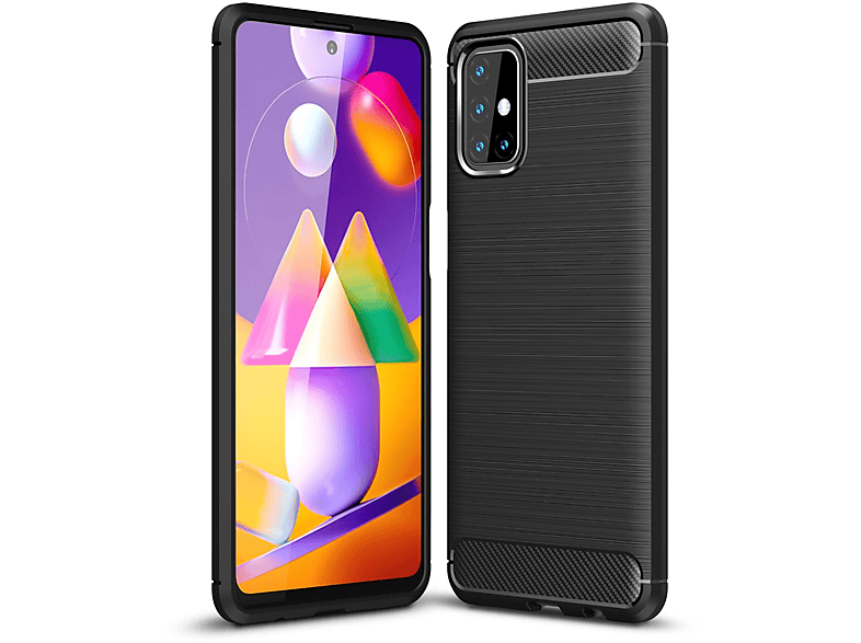 DESIGN Galaxy Backcover, M31s, Samsung, Schwarz Schutzhülle, KÖNIG