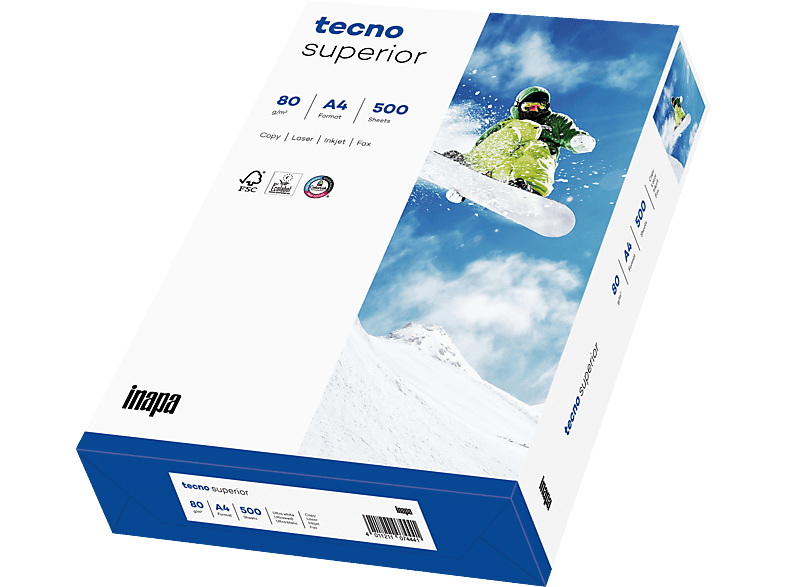 INAPA Bl./Pack. 500 Kopierpapier TECNO A4 gelocht Packung 88322183 Kopierpapier Superior A4 1