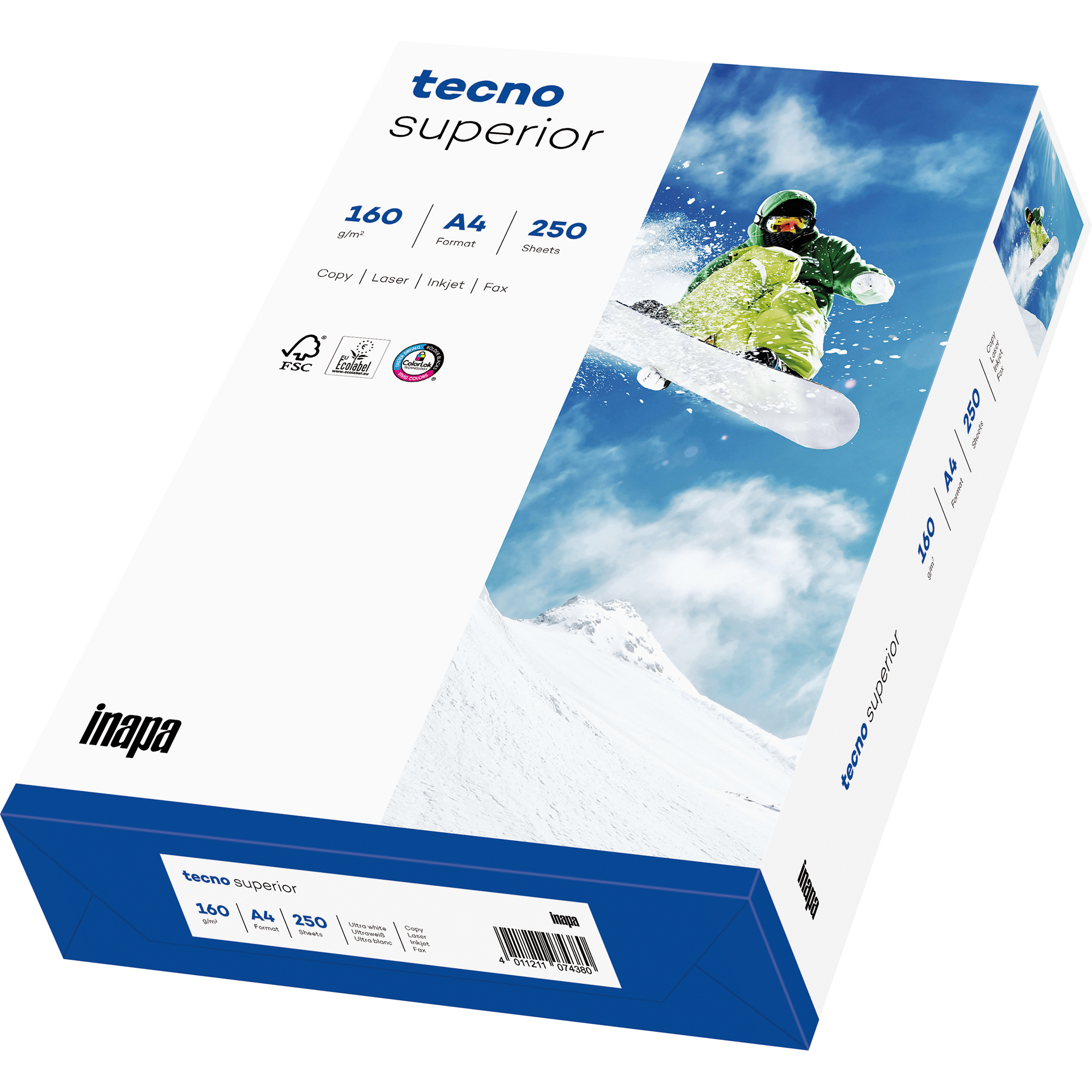 INAPA TECNO Superior Bl./Pack. A4 A4 Kopierpapier Packung 1 88322189 160g 250 Kopierpapier