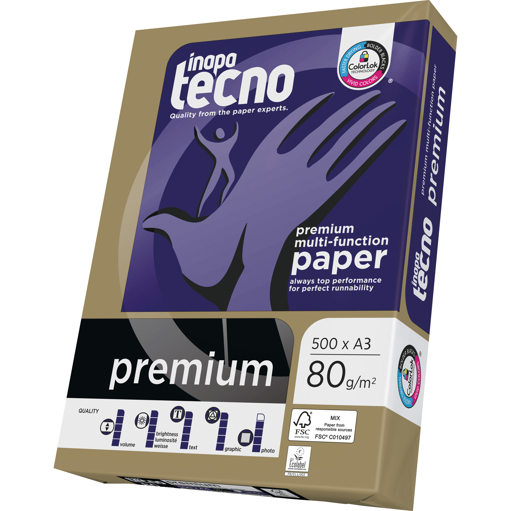 INAPA TECNO Kopierpapier premium 526108019422 1 A3 Kopierpapier Bl./Pack. DIN Packung 500 A3